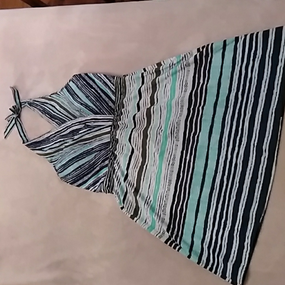 A striped, mini halter dress
